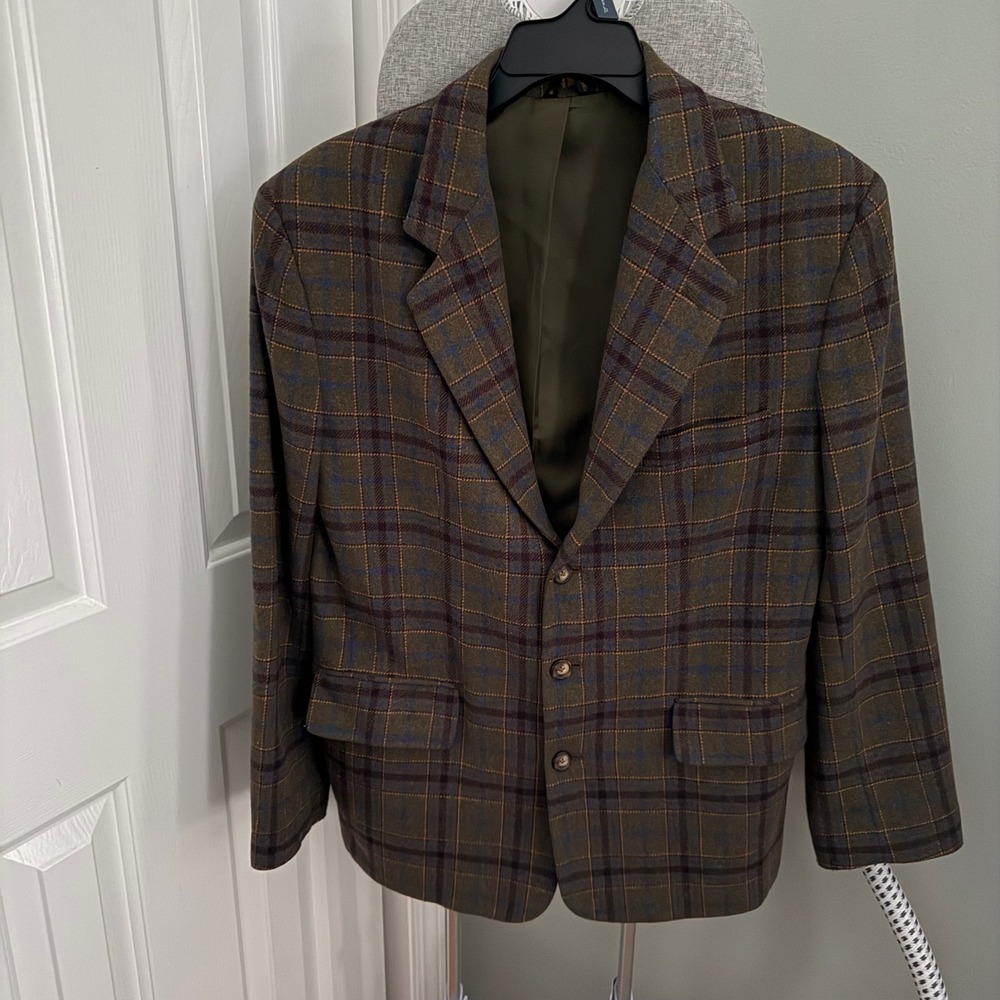 Vintage 90s GAP Best Basic Blazer Small Wool Plaid Dark Academia Grandpacore